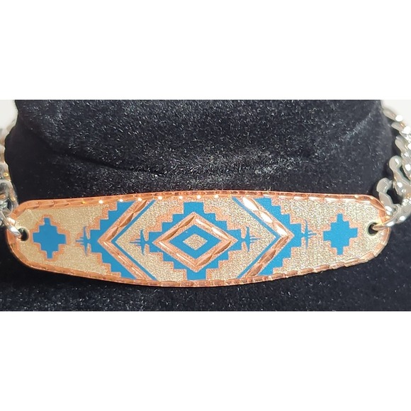 Jewelry - Handmade Boho Copper Bracelet, Diamond Cut Navajo‎ Native Design